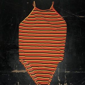 Forever 21 Stripped Racerback Bodysuit